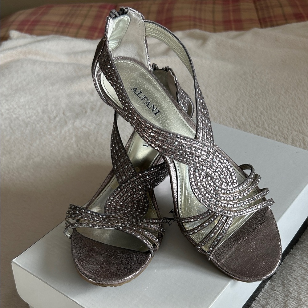 Alfani Women's Glittering Silver Heels